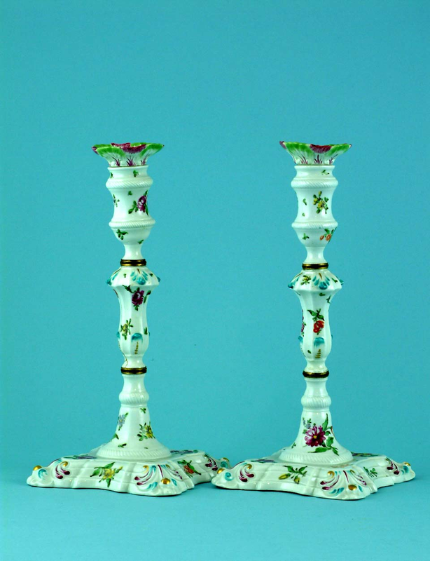 Pair of pillar candlesticks | Museum of Royal Worcester